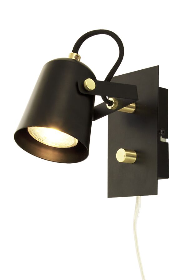 Vägglampa Metz Svart/Matt Mässing - Aneta