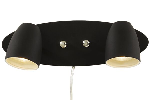 Vägglampa Sandnes Dubbel Svart - Aneta